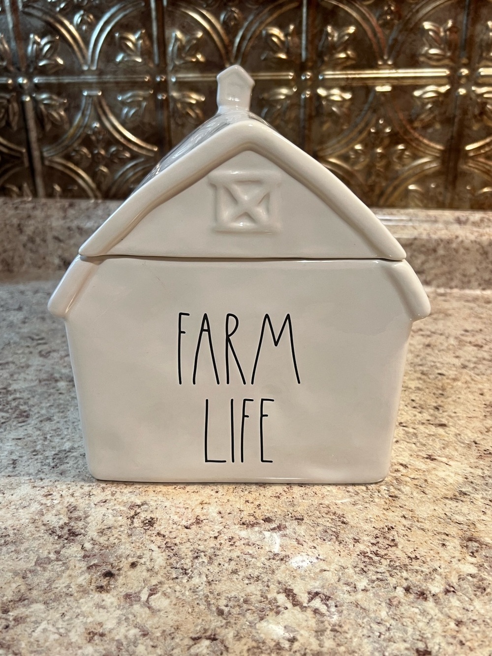 RAE DUNN Ceramic Barn Canister FARM LIFE
